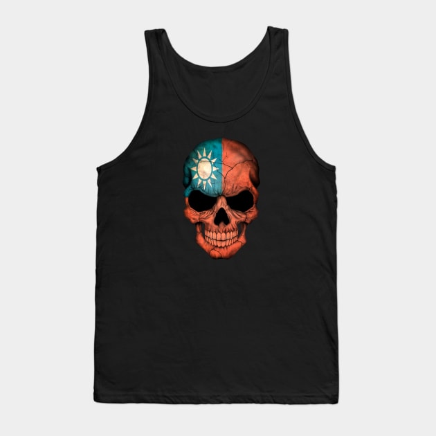 Taiwanese Flag Skull Tank Top by jeffbartels